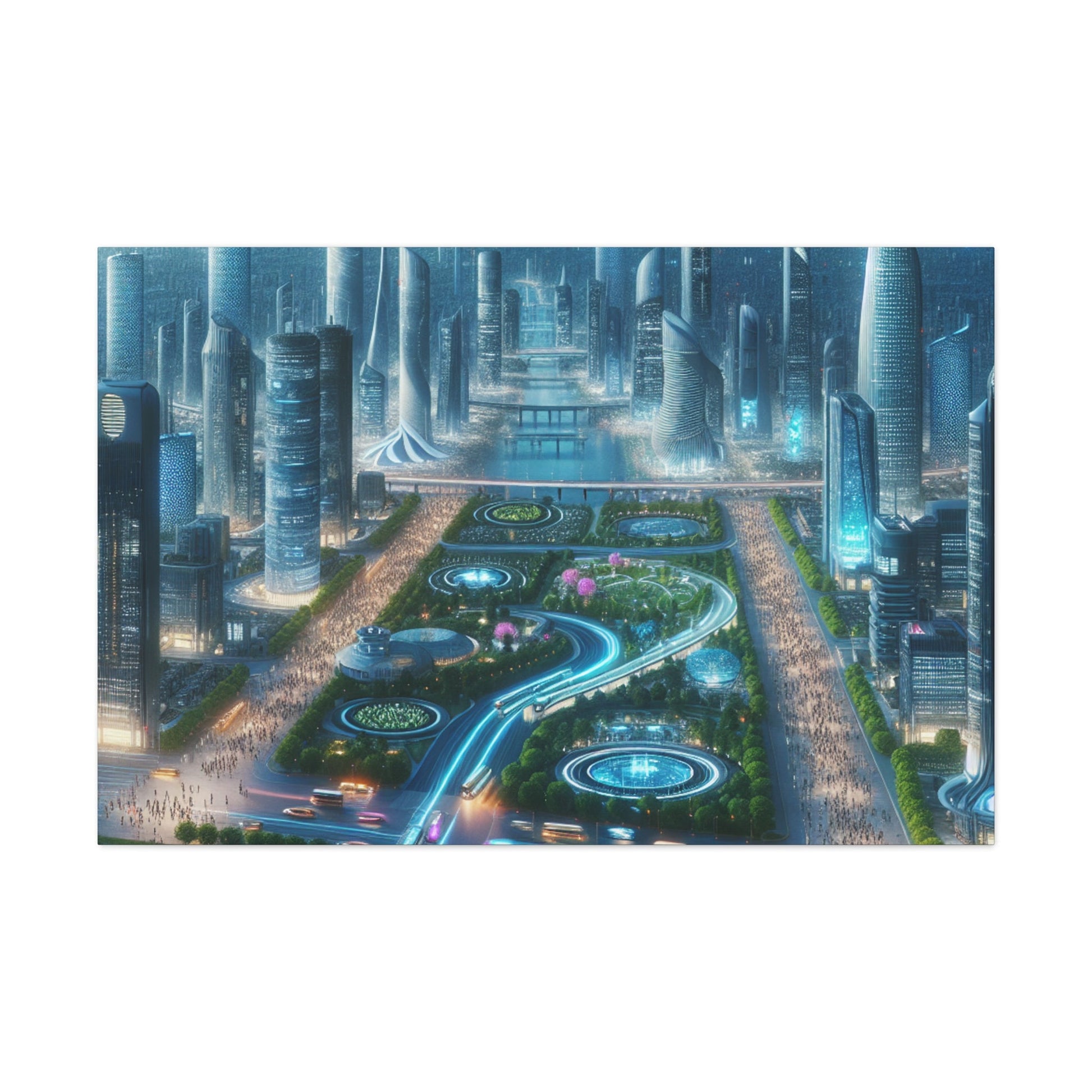 "Twilight Futuristic City Scape" - Canvas - Authentic4Us