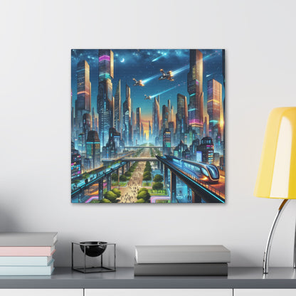 "Twilight Futuristic City Scape" - Canvas - Authentic4Us