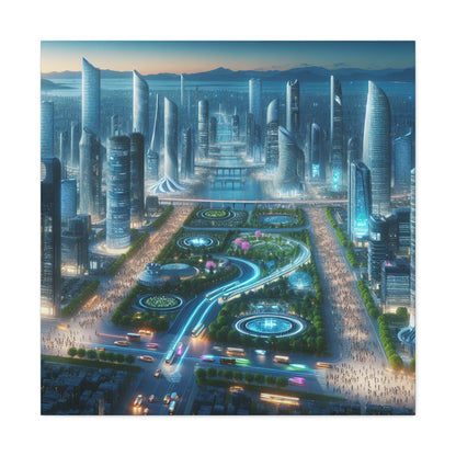 "Twilight Futuristic City Scape" - Canvas - Authentic4Us