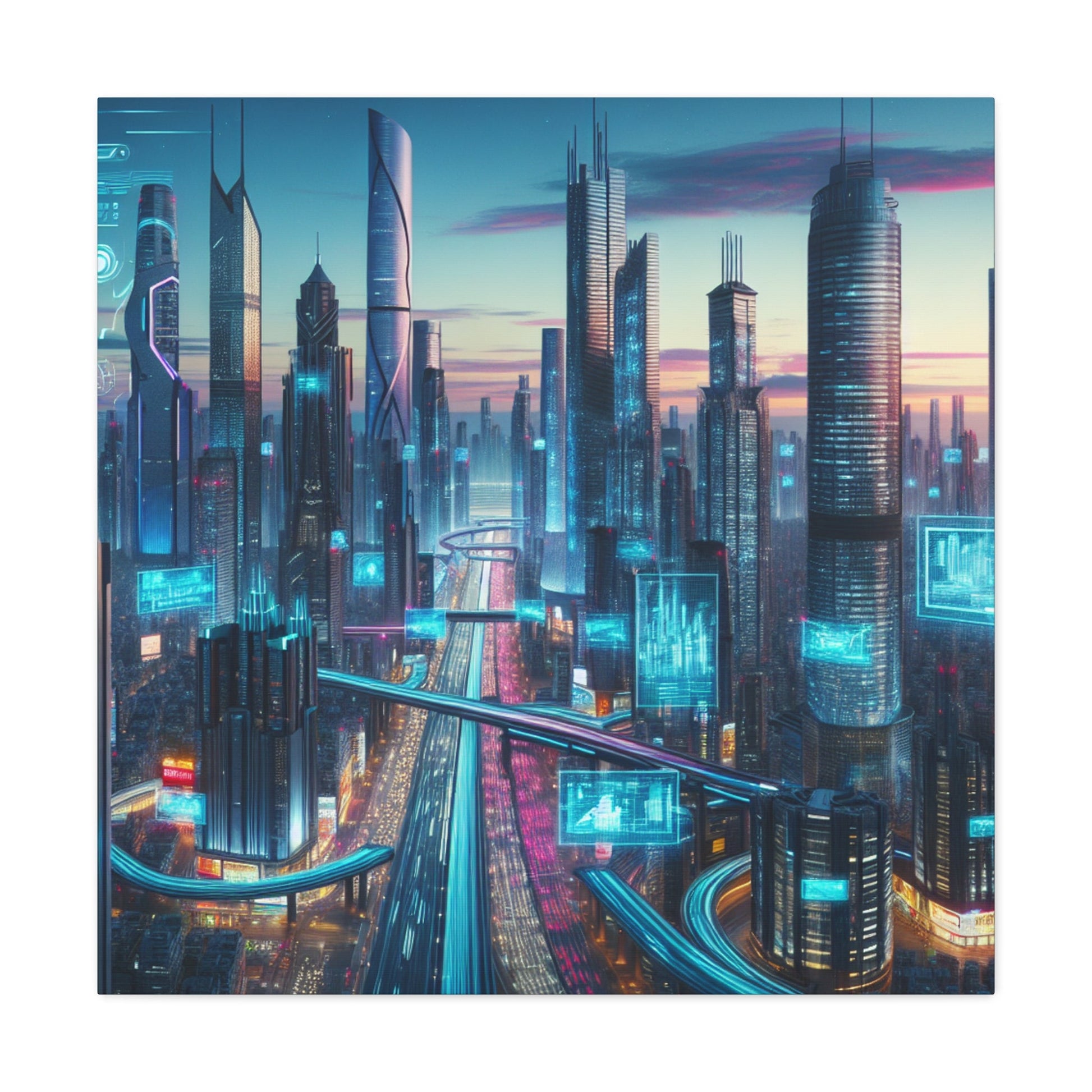 "Twilight Futuristic Metropolis" - Canvas - Authentic4Us