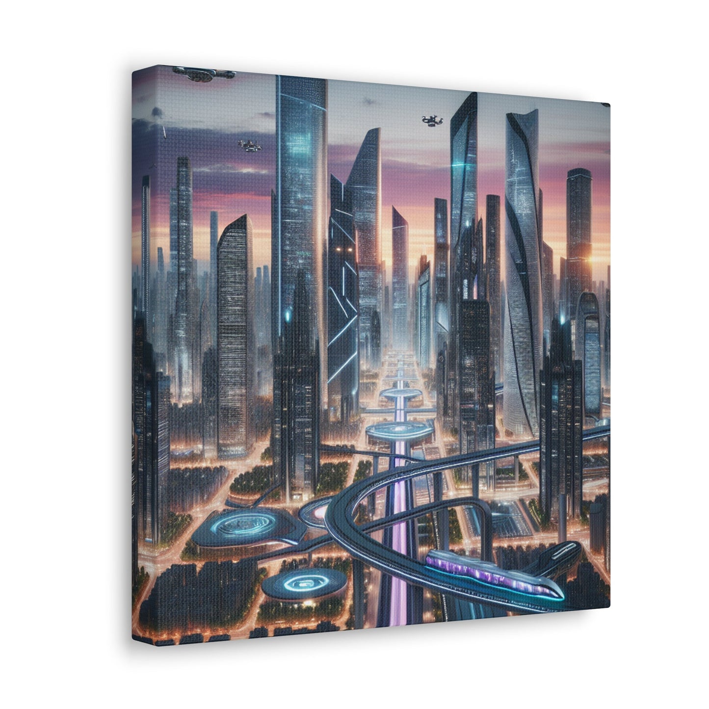 "Twilight Futuristic Metropolis Canvas" - Canvas - Authentic4Us