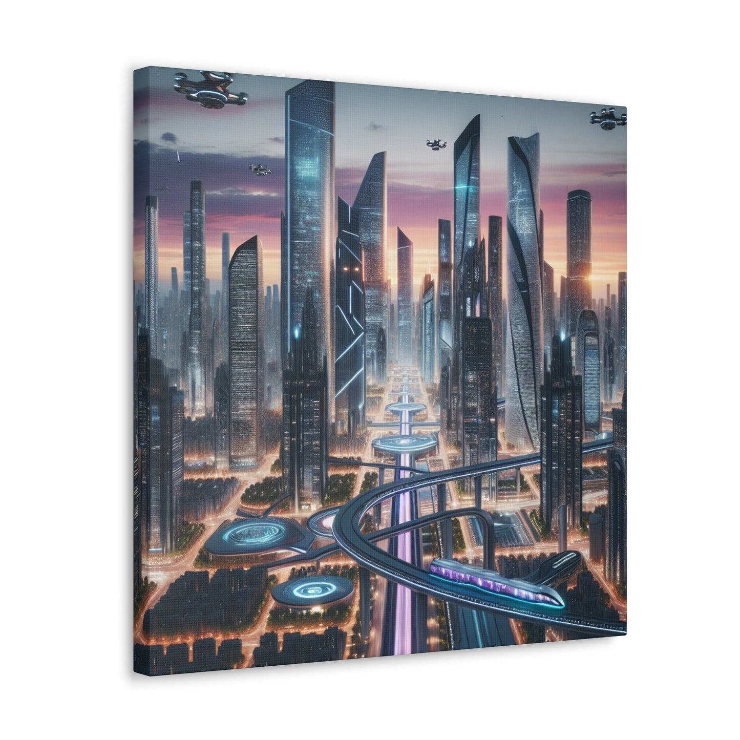 "Twilight Futuristic Metropolis Canvas" - Canvas - Authentic4Us