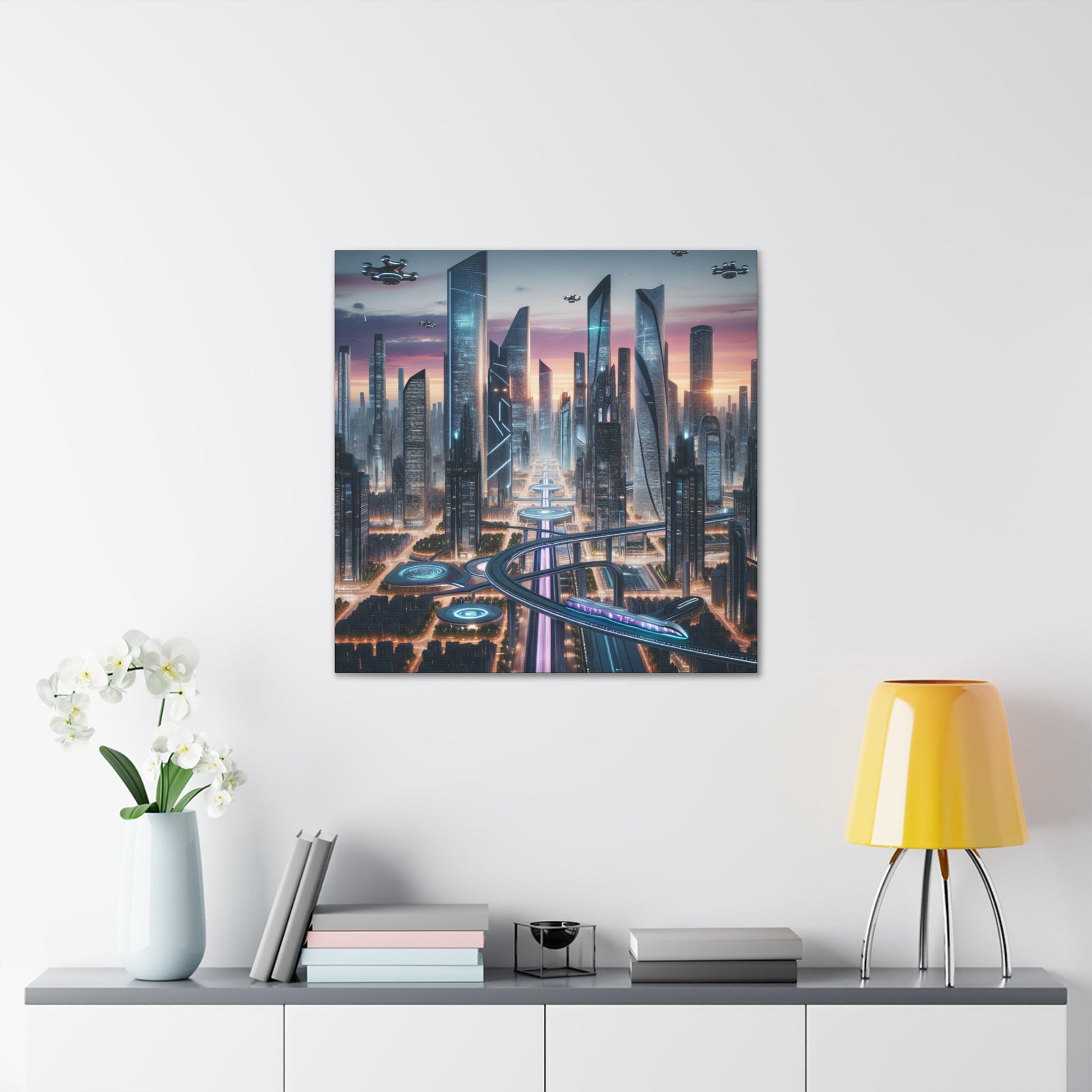 "Twilight Futuristic Metropolis Canvas" - Canvas - Authentic4Us