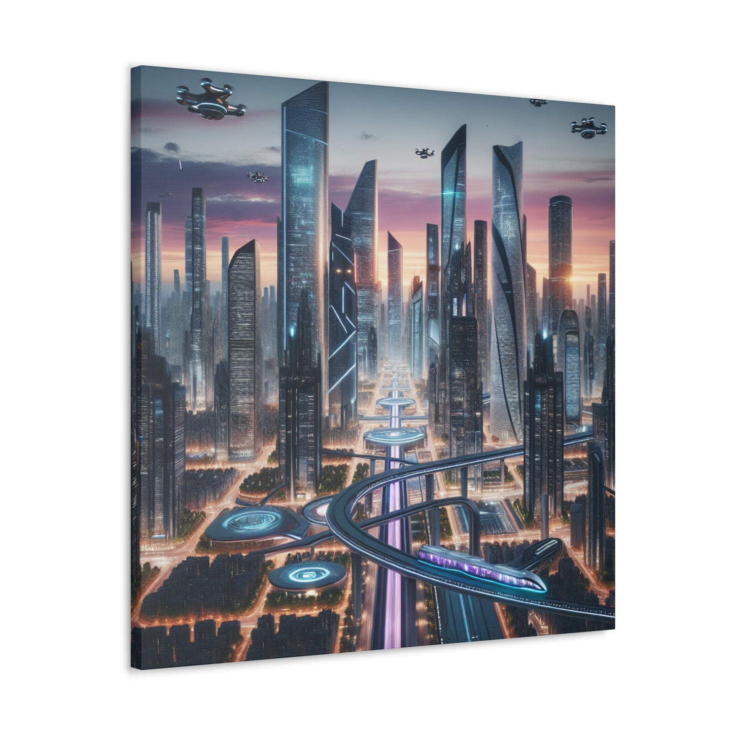 "Twilight Futuristic Metropolis Canvas" - Canvas - Authentic4Us