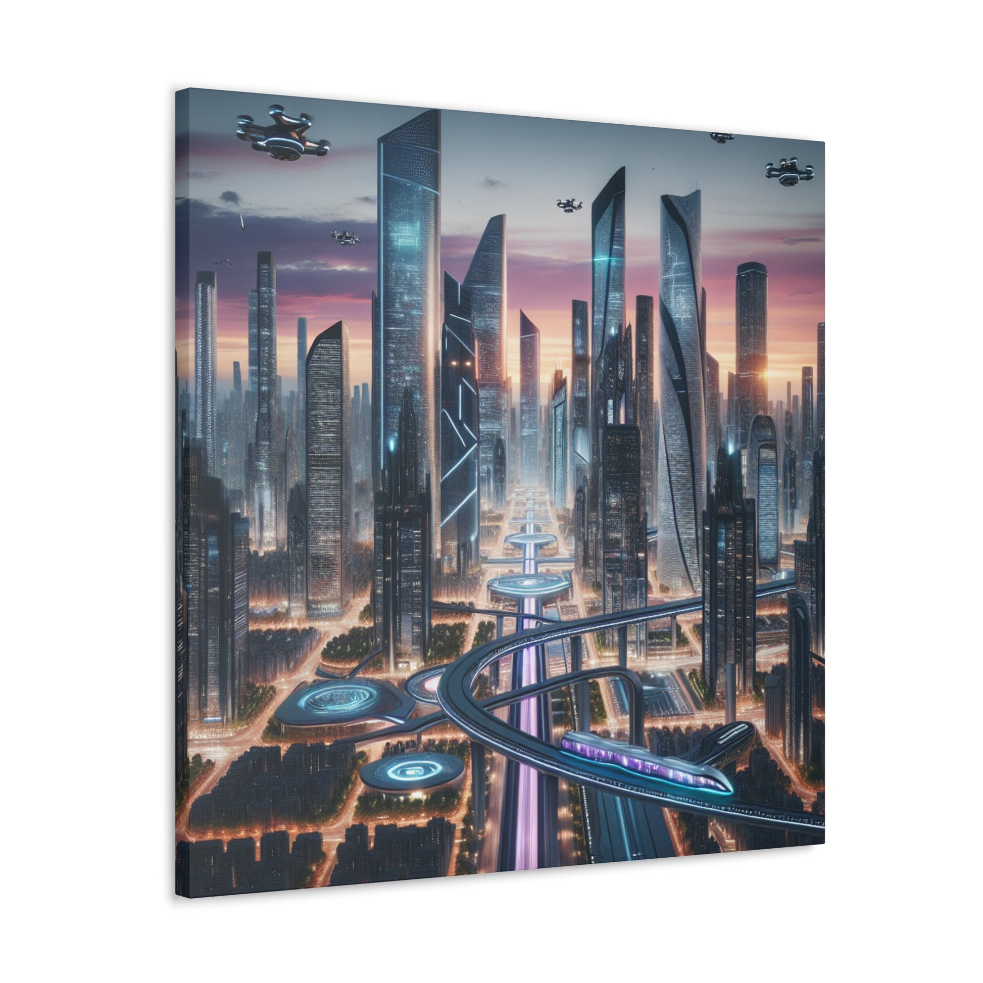 "Twilight Futuristic Metropolis Canvas" - Canvas - Authentic4Us