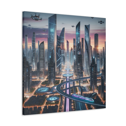 "Twilight Futuristic Metropolis Canvas" - Canvas - Authentic4Us