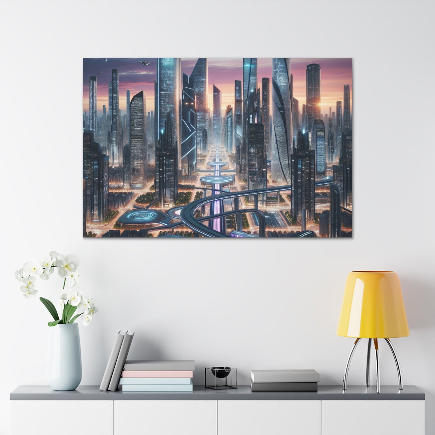 "Twilight Futuristic Metropolis Canvas" - Canvas - Authentic4Us