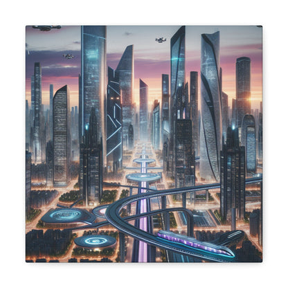 "Twilight Futuristic Metropolis Canvas" - Canvas - Authentic4Us