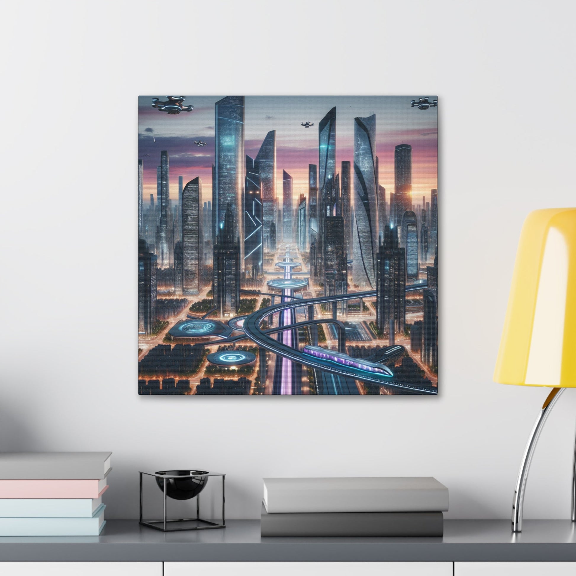 "Twilight Futuristic Metropolis Canvas" - Canvas - Authentic4Us