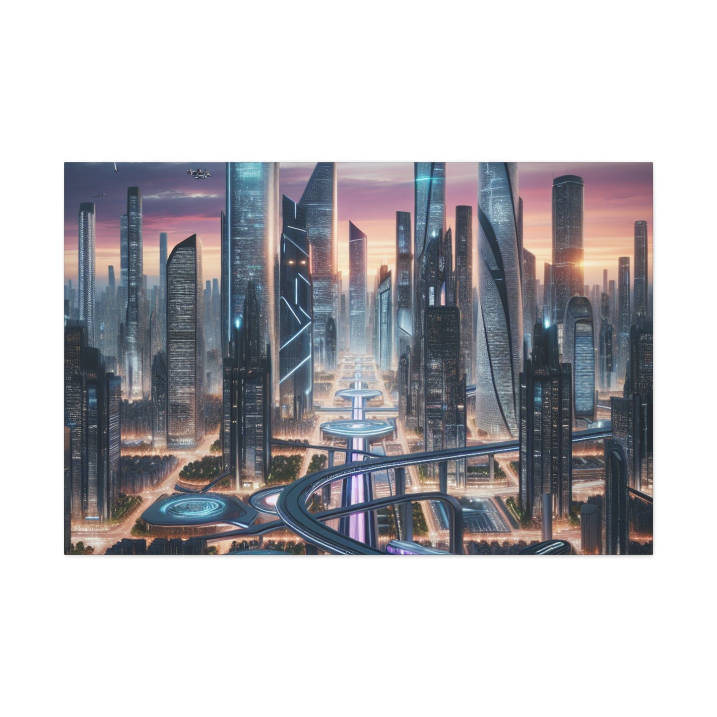 "Twilight Futuristic Metropolis Canvas" - Canvas - Authentic4Us