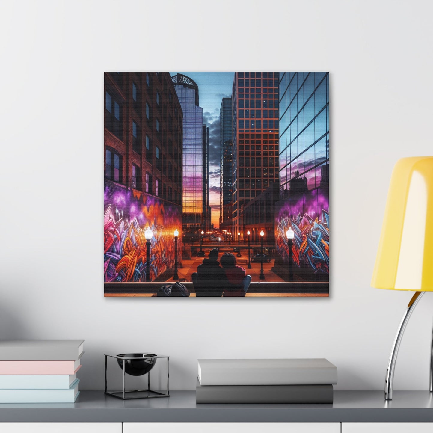 "Twilight Tranquility: Lovers' Cityscape" - Canvas - Authentic4Us