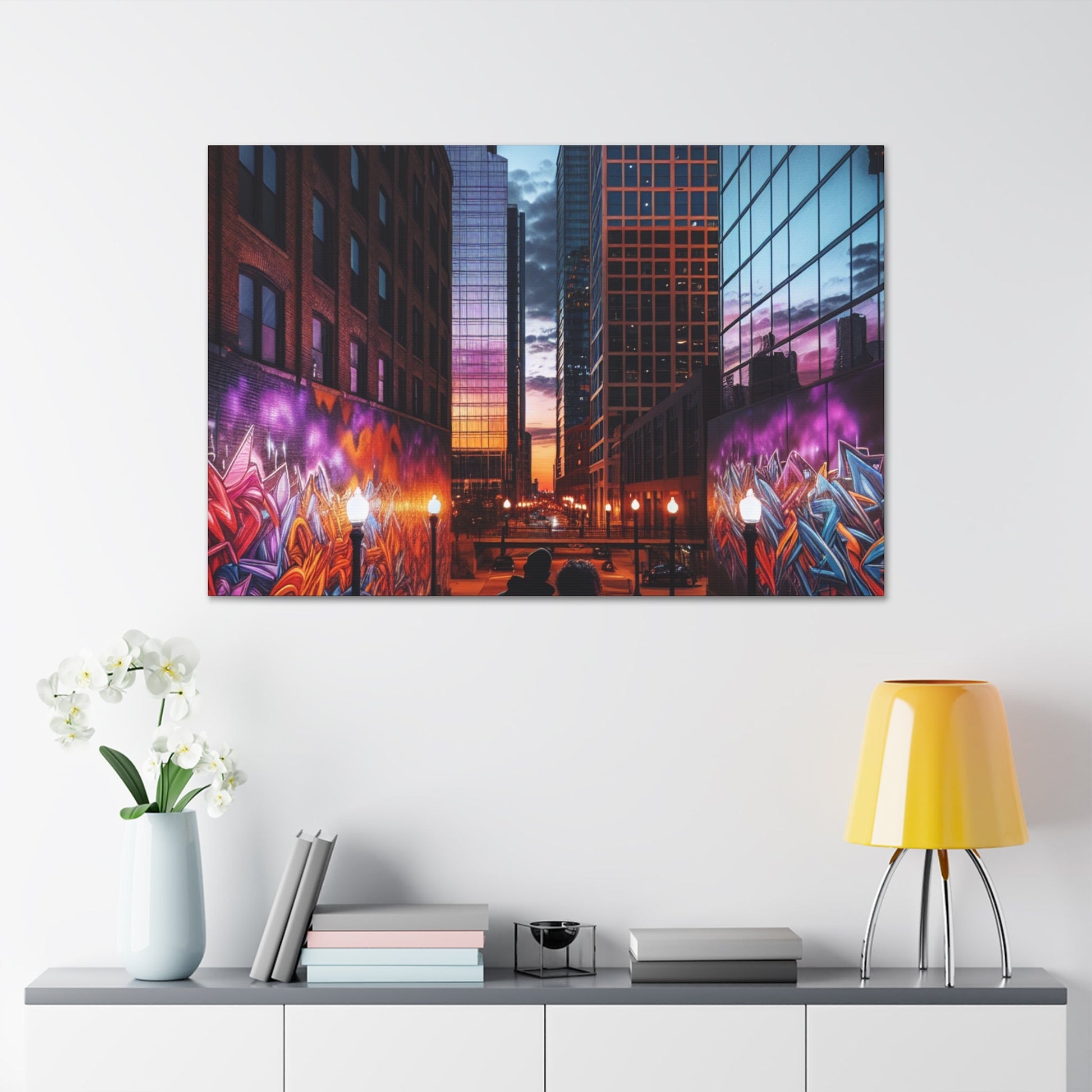 "Twilight Tranquility: Lovers' Cityscape" - Canvas - Authentic4Us