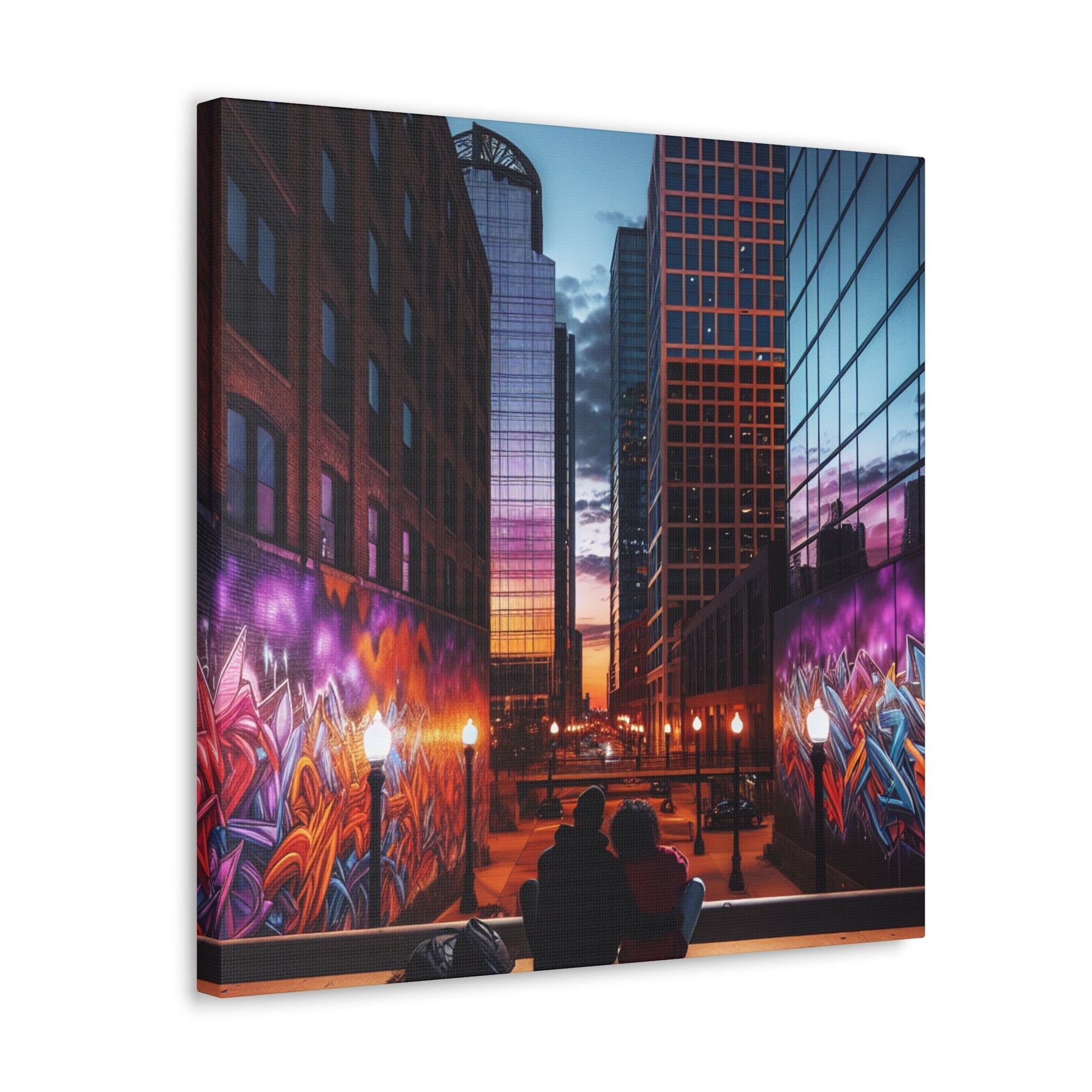 "Twilight Tranquility: Lovers' Cityscape" - Canvas - Authentic4Us