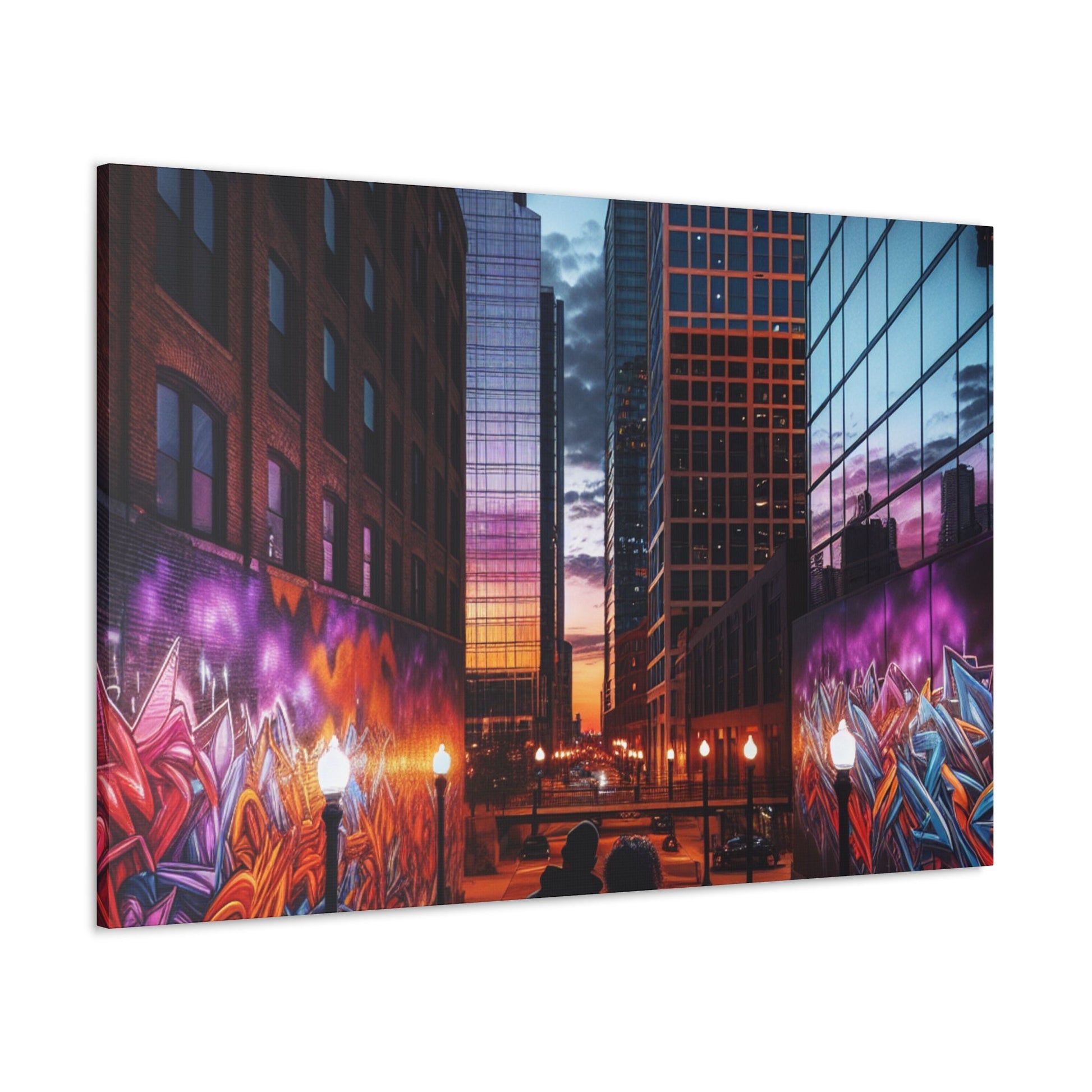 "Twilight Tranquility: Lovers' Cityscape" - Canvas - Authentic4Us