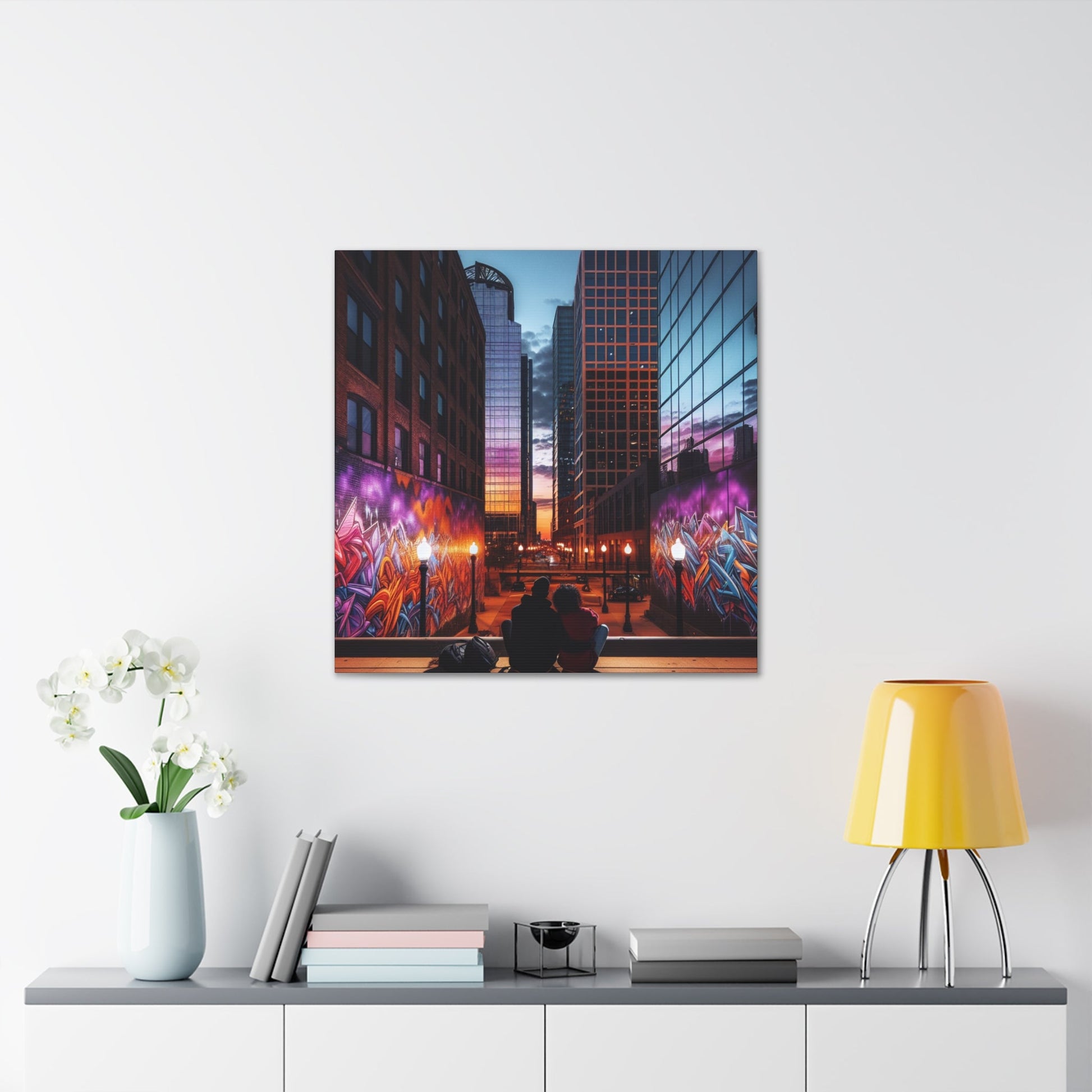 "Twilight Tranquility: Lovers' Cityscape" - Canvas - Authentic4Us