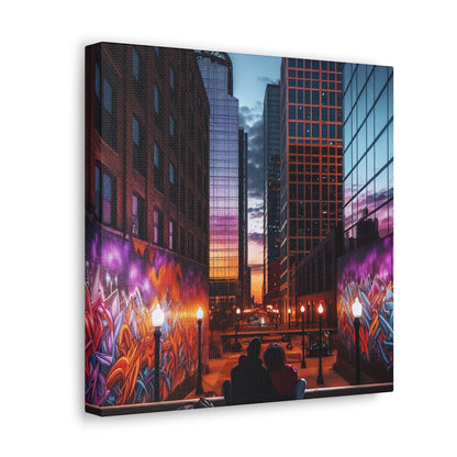 "Twilight Tranquility: Lovers' Cityscape" - Canvas - Authentic4Us