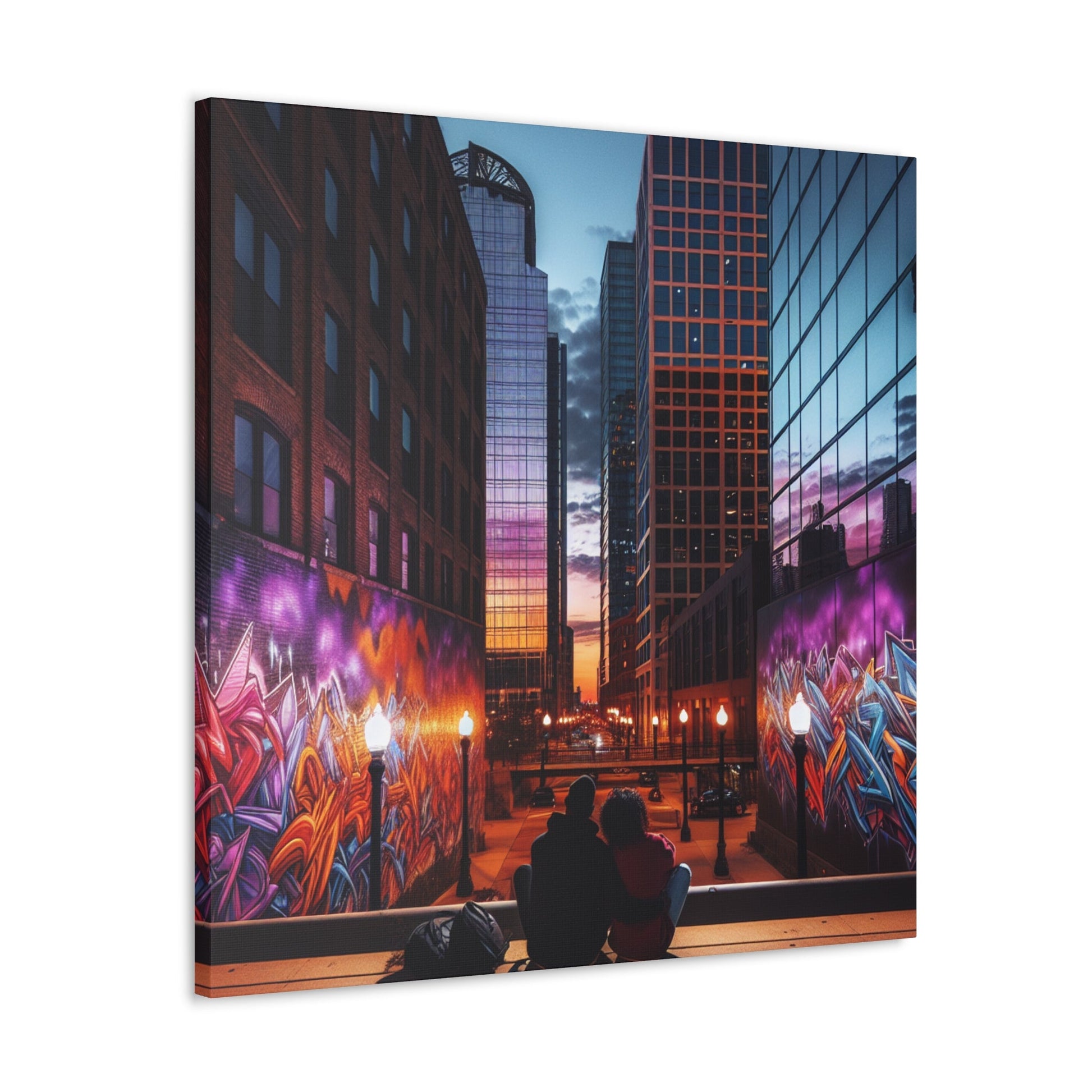 "Twilight Tranquility: Lovers' Cityscape" - Canvas - Authentic4Us