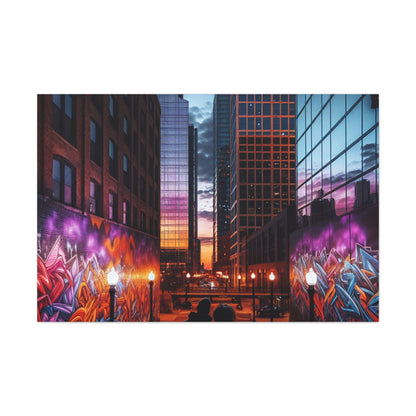 "Twilight Tranquility: Lovers' Cityscape" - Canvas - Authentic4Us