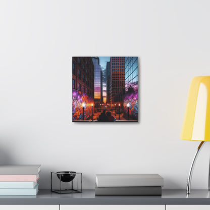 "Twilight Tranquility: Lovers' Cityscape" - Canvas - Authentic4Us