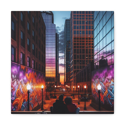 "Twilight Tranquility: Lovers' Cityscape" - Canvas - Authentic4Us