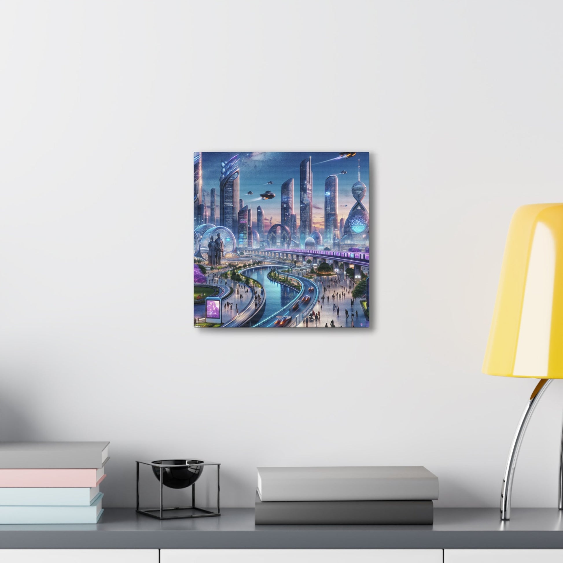 "Twilight Utopian Cityscape: Futuristic Art" - Canvas - Authentic4Us