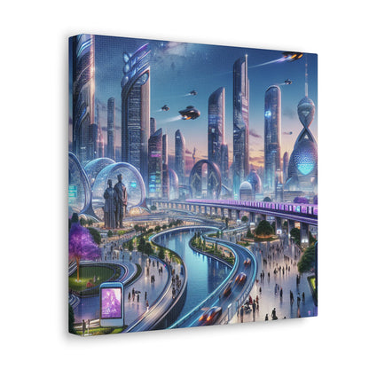 "Twilight Utopian Cityscape: Futuristic Art" - Canvas - Authentic4Us