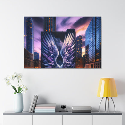 "Twilight's Ethereal Urban Wings" - Canvas - Authentic4Us