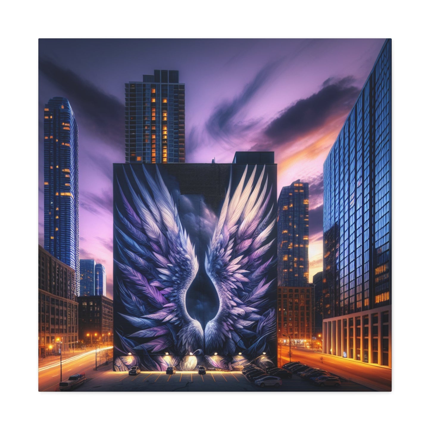 "Twilight's Ethereal Urban Wings" - Canvas - Authentic4Us