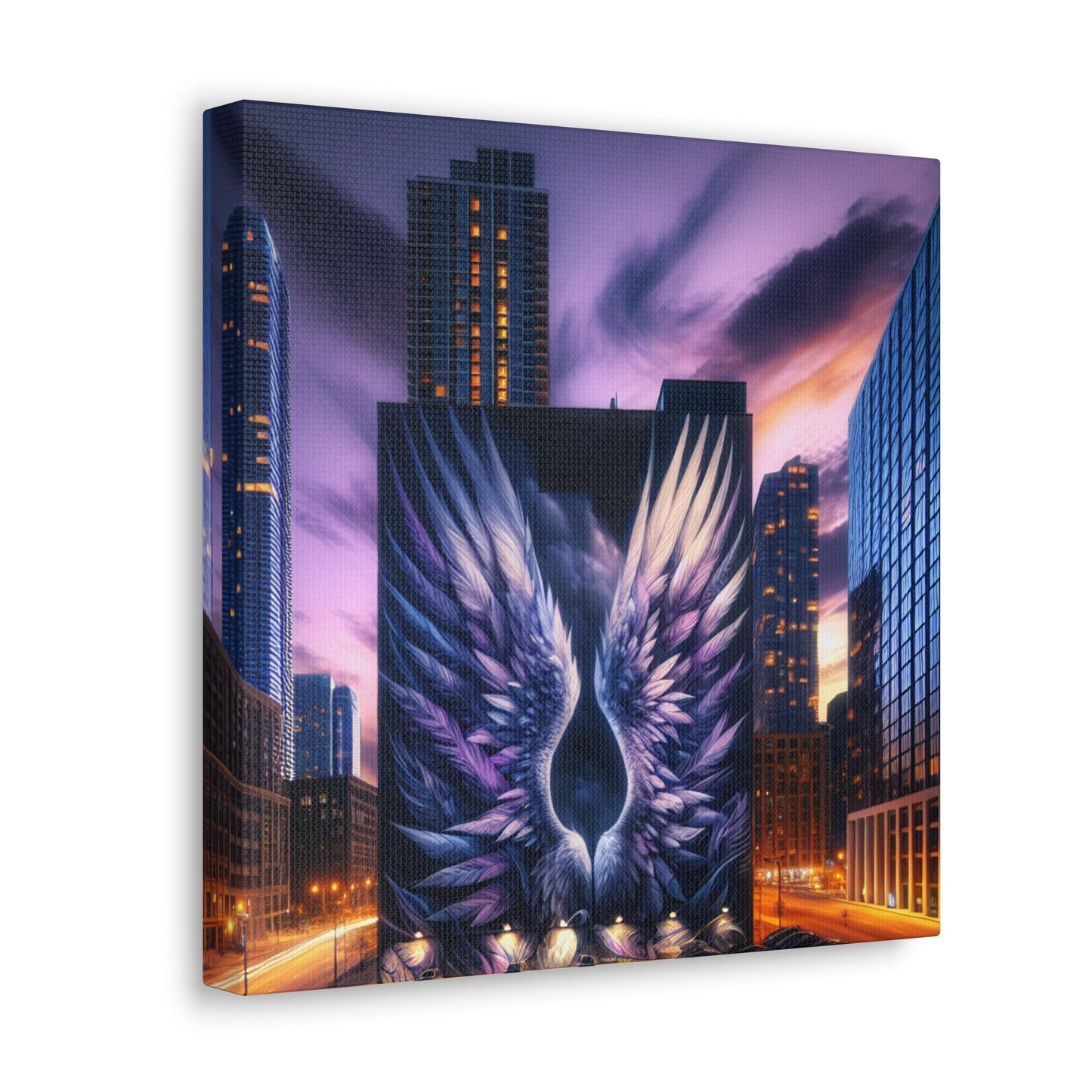 "Twilight's Ethereal Urban Wings" - Canvas - Authentic4Us