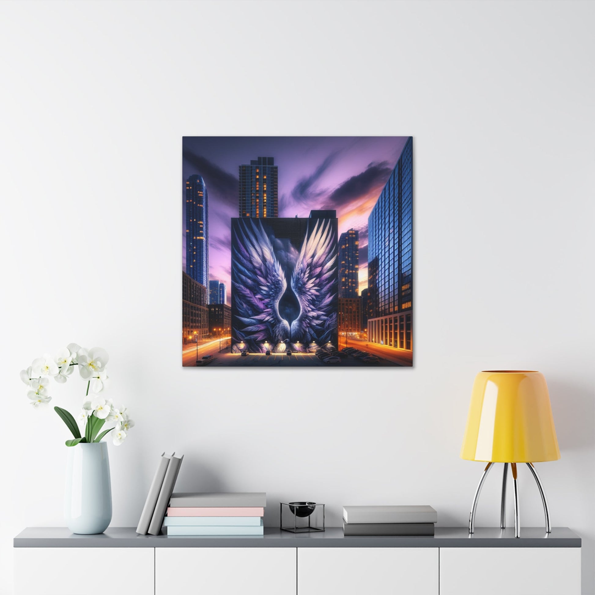 "Twilight's Ethereal Urban Wings" - Canvas - Authentic4Us