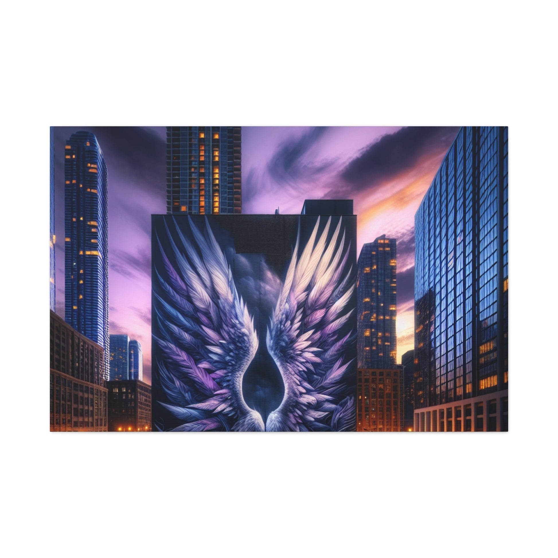 "Twilight's Ethereal Urban Wings" - Canvas - Authentic4Us