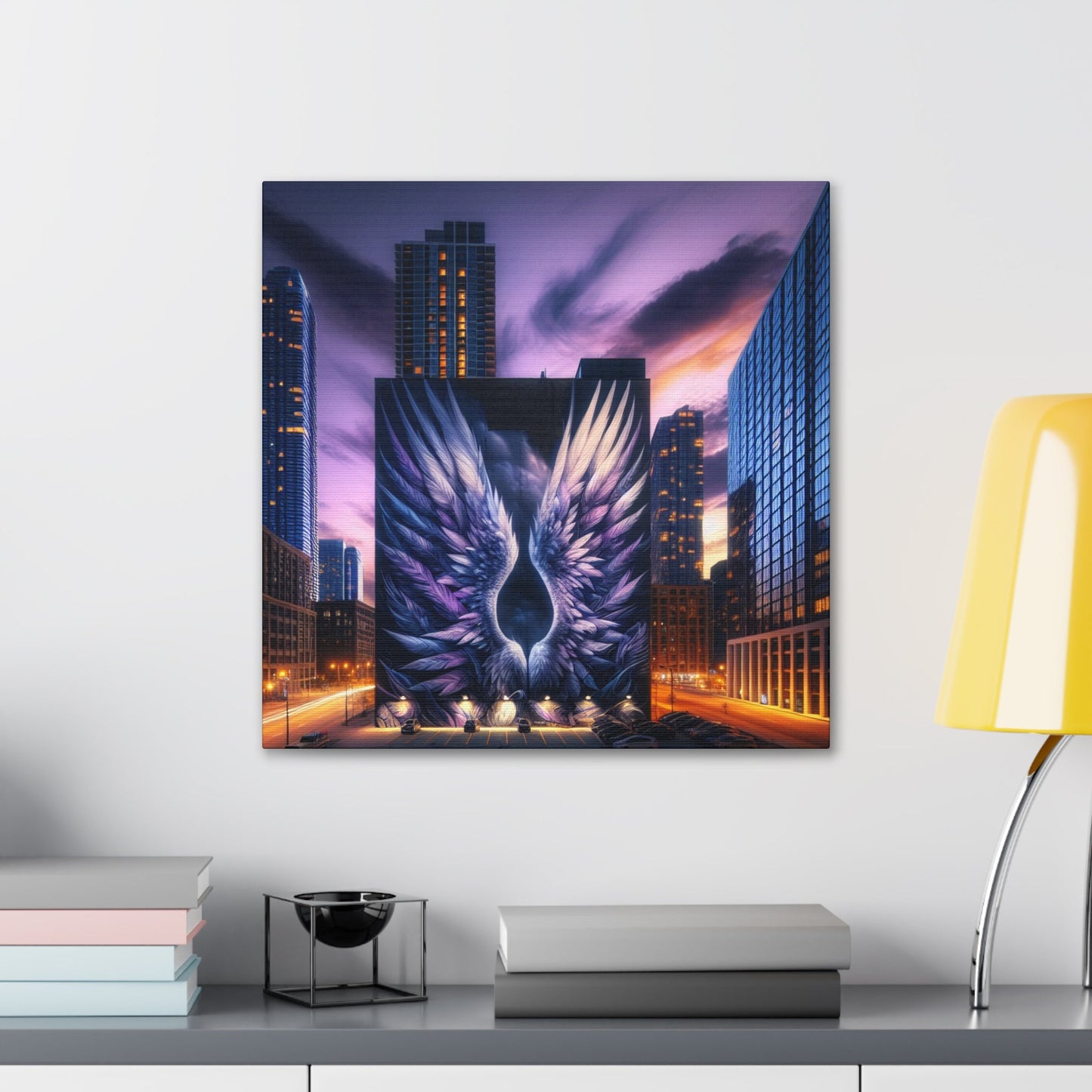 "Twilight's Ethereal Urban Wings" - Canvas - Authentic4Us