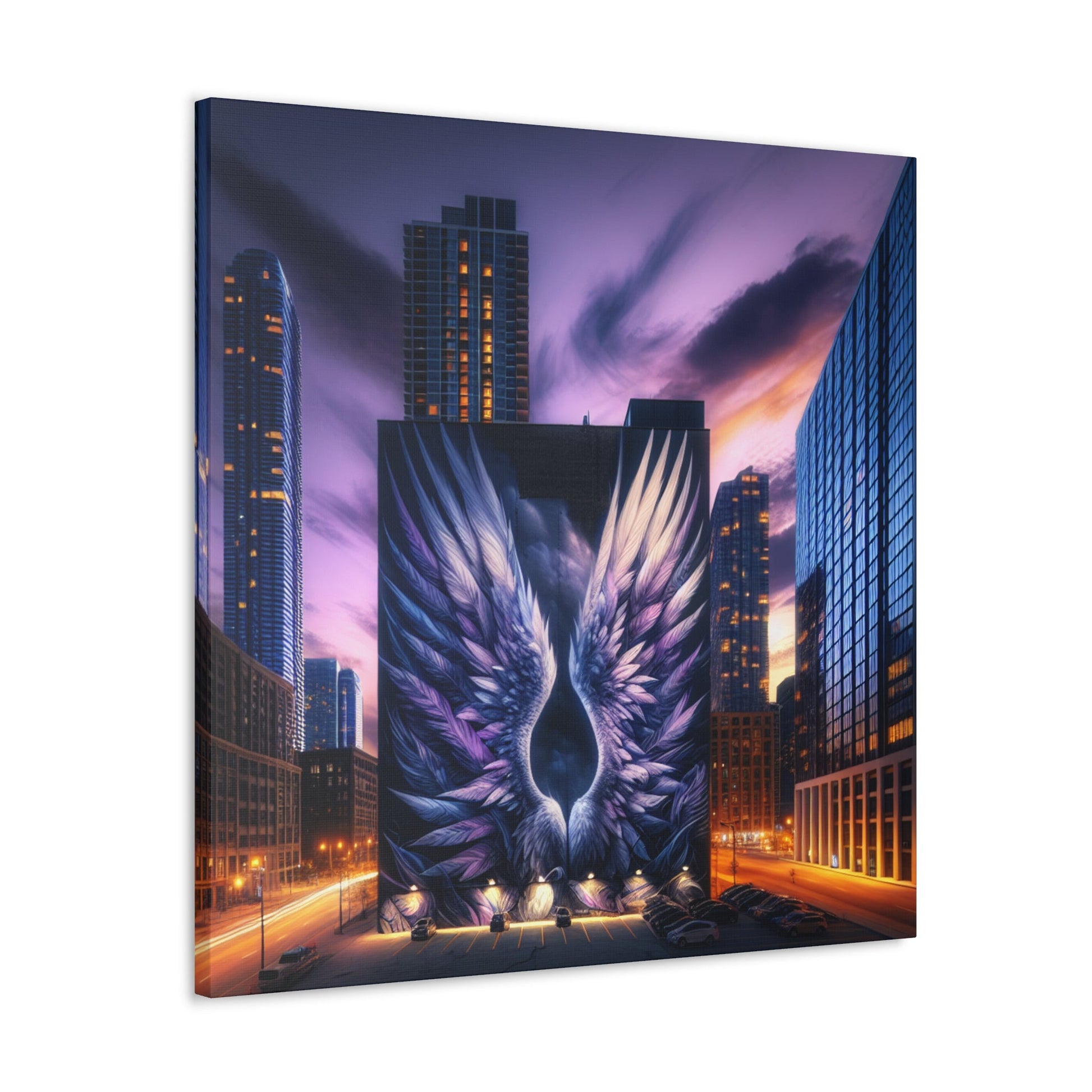 "Twilight's Ethereal Urban Wings" - Canvas - Authentic4Us