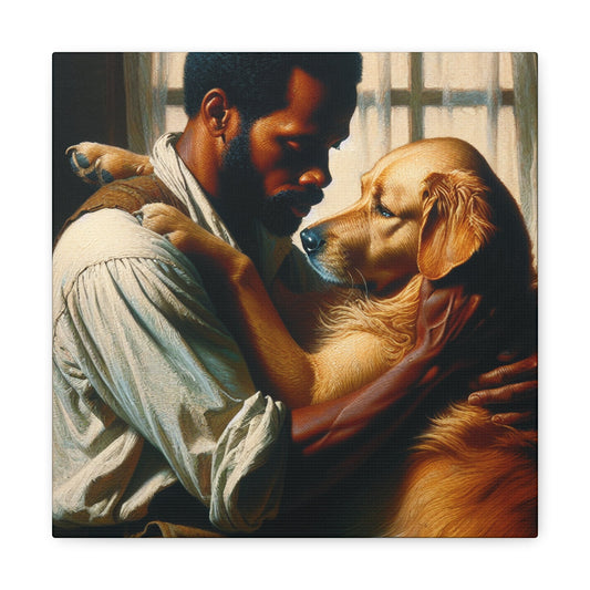 "Unconditional Bond: Man and Dog" - Canvas - Authentic4Us