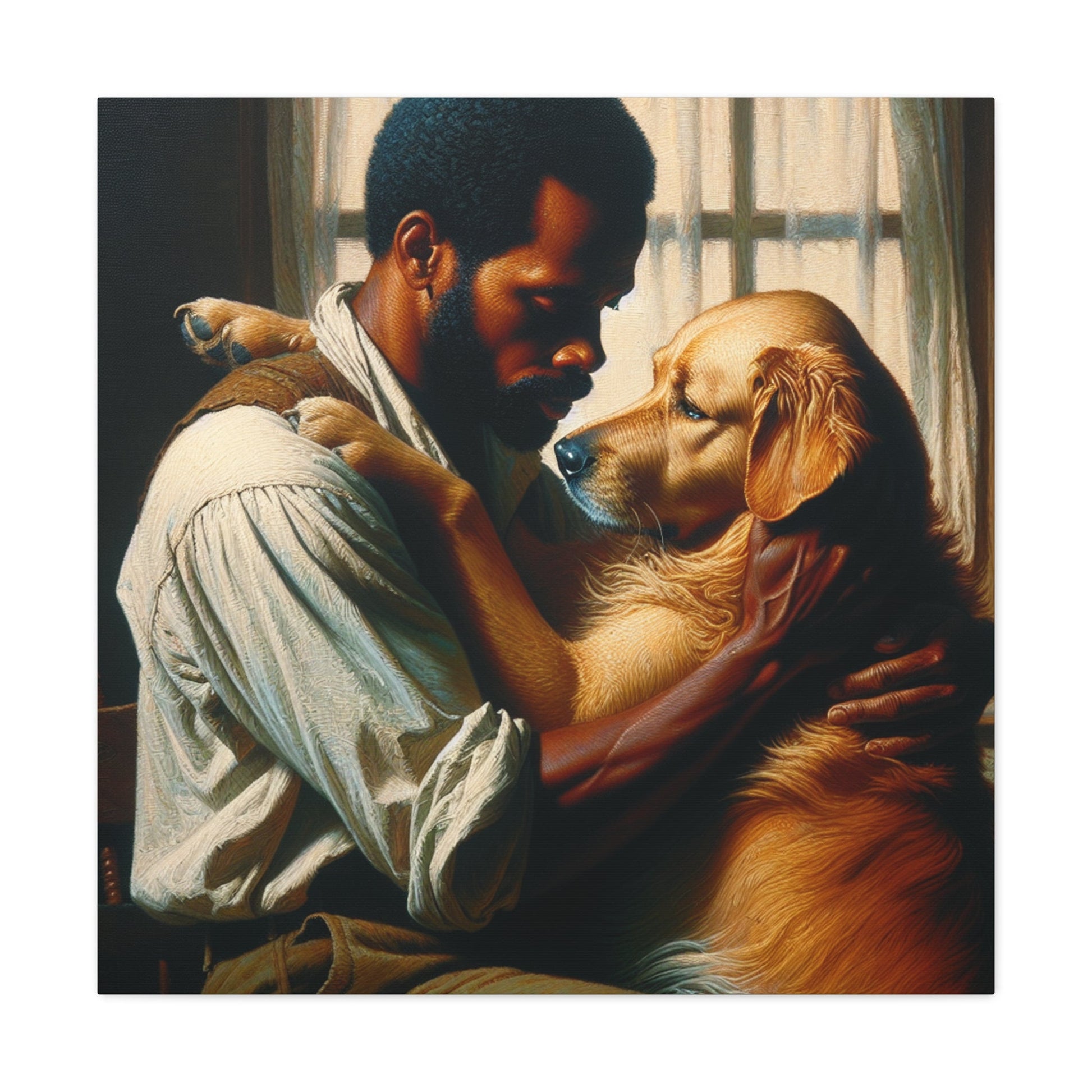 "Unconditional Bond: Man and Dog" - Canvas - Authentic4Us