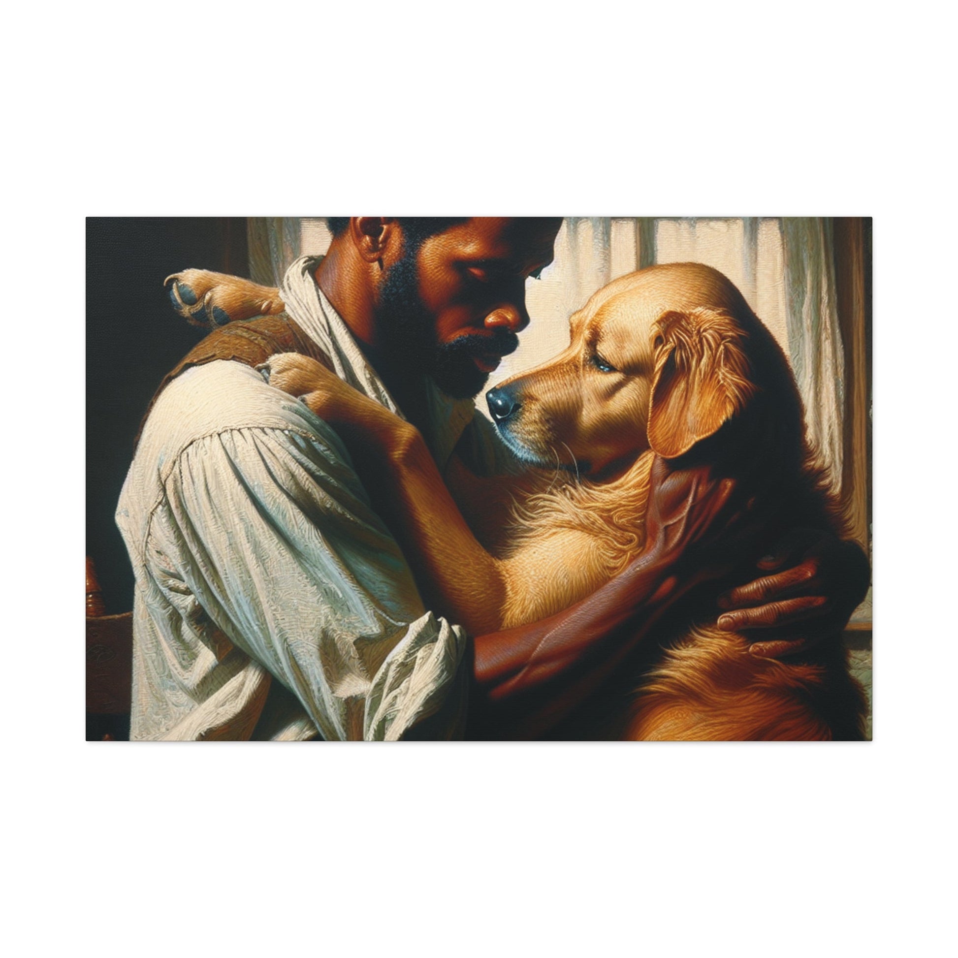 "Unconditional Bond: Man and Dog" - Canvas - Authentic4Us