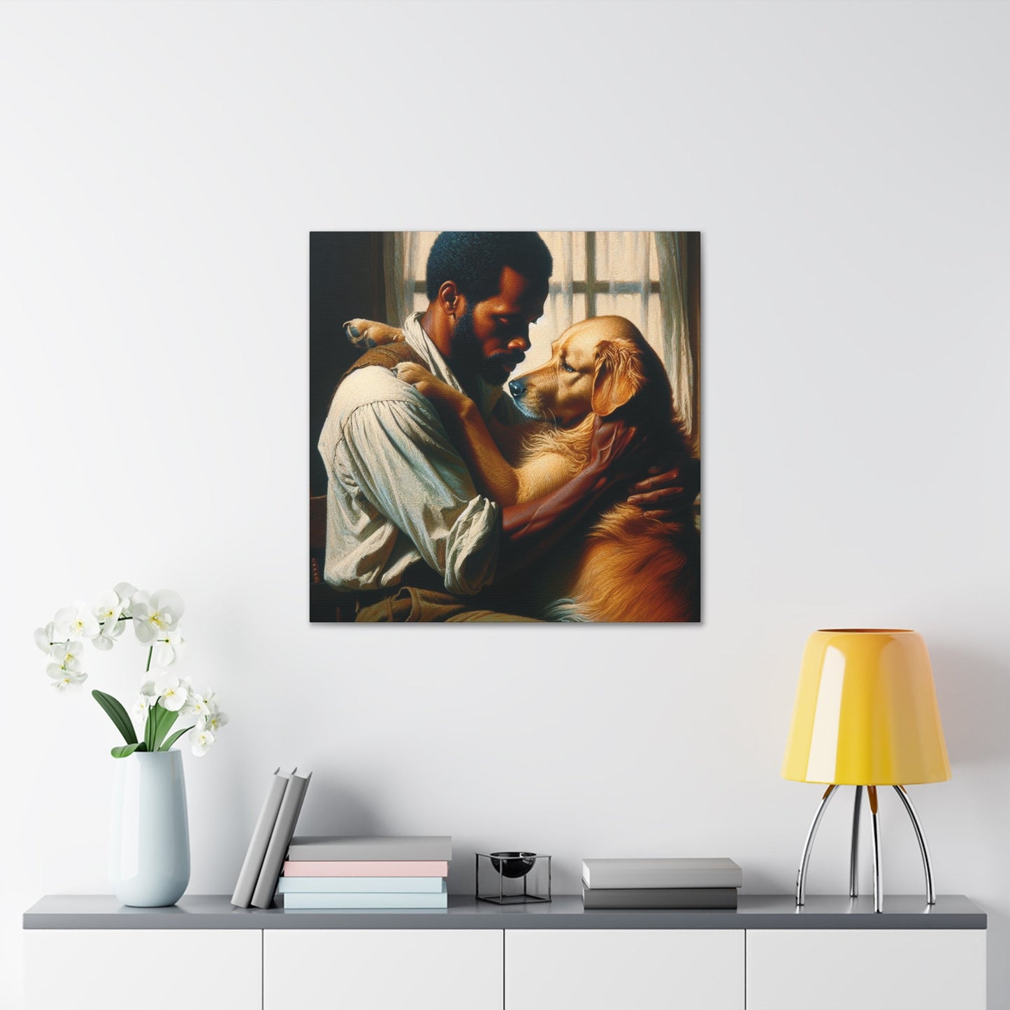 "Unconditional Bond: Man and Dog" - Canvas - Authentic4Us