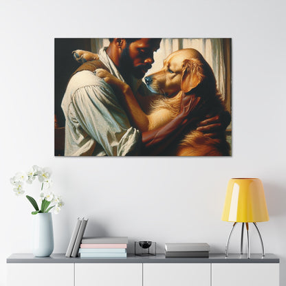 "Unconditional Bond: Man and Dog" - Canvas - Authentic4Us