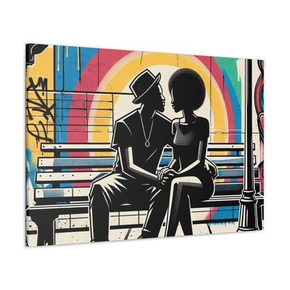 "Urban Conversations: Vibrant Graffiti Encounter" - Canvas - Authentic4Us