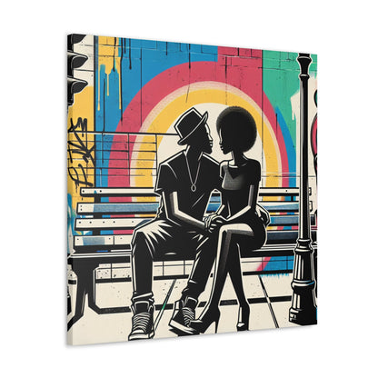 "Urban Conversations: Vibrant Graffiti Encounter" - Canvas - Authentic4Us