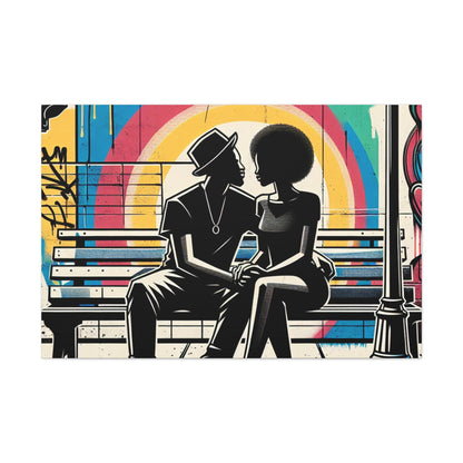 "Urban Conversations: Vibrant Graffiti Encounter" - Canvas - Authentic4Us