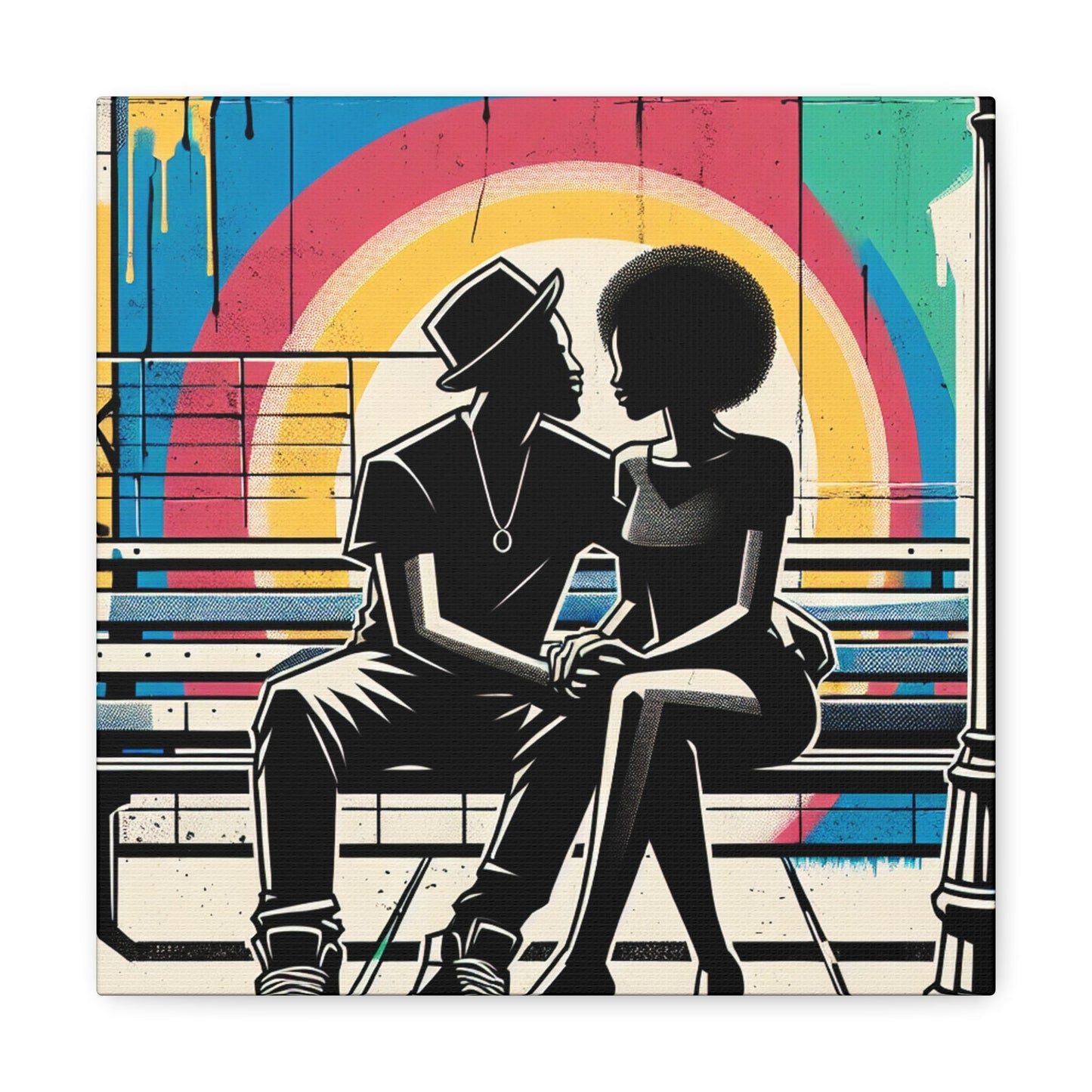 "Urban Conversations: Vibrant Graffiti Encounter" - Canvas - Authentic4Us