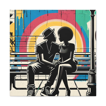 "Urban Conversations: Vibrant Graffiti Encounter" - Canvas - Authentic4Us