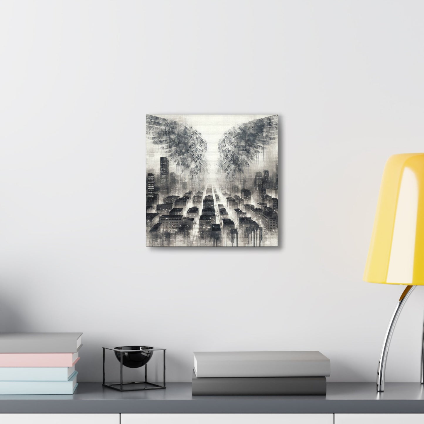 "Urban Dreamscape: Illuminated City Wings" - Canvas - Authentic4Us