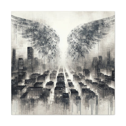 "Urban Dreamscape: Illuminated City Wings" - Canvas - Authentic4Us