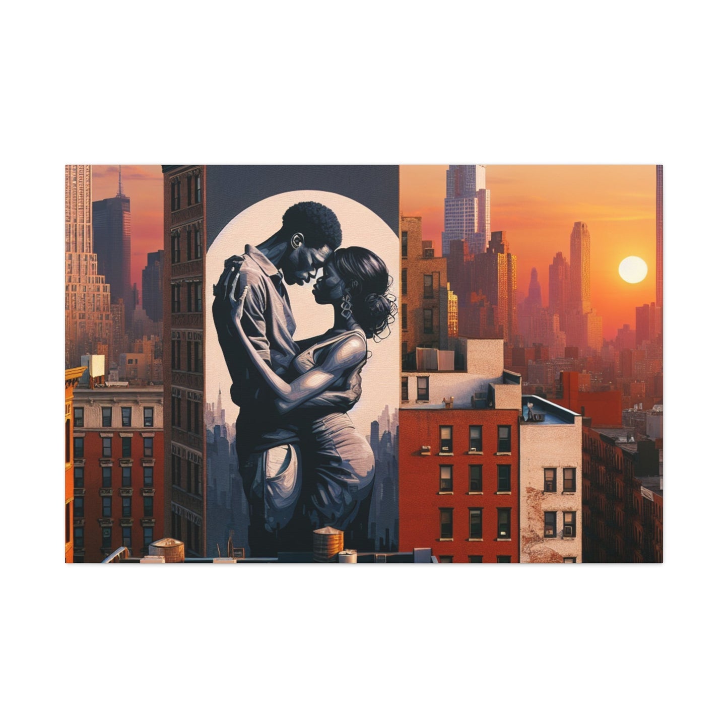 "Urban Embrace: New York City Mural" - Canvas - Authentic4Us