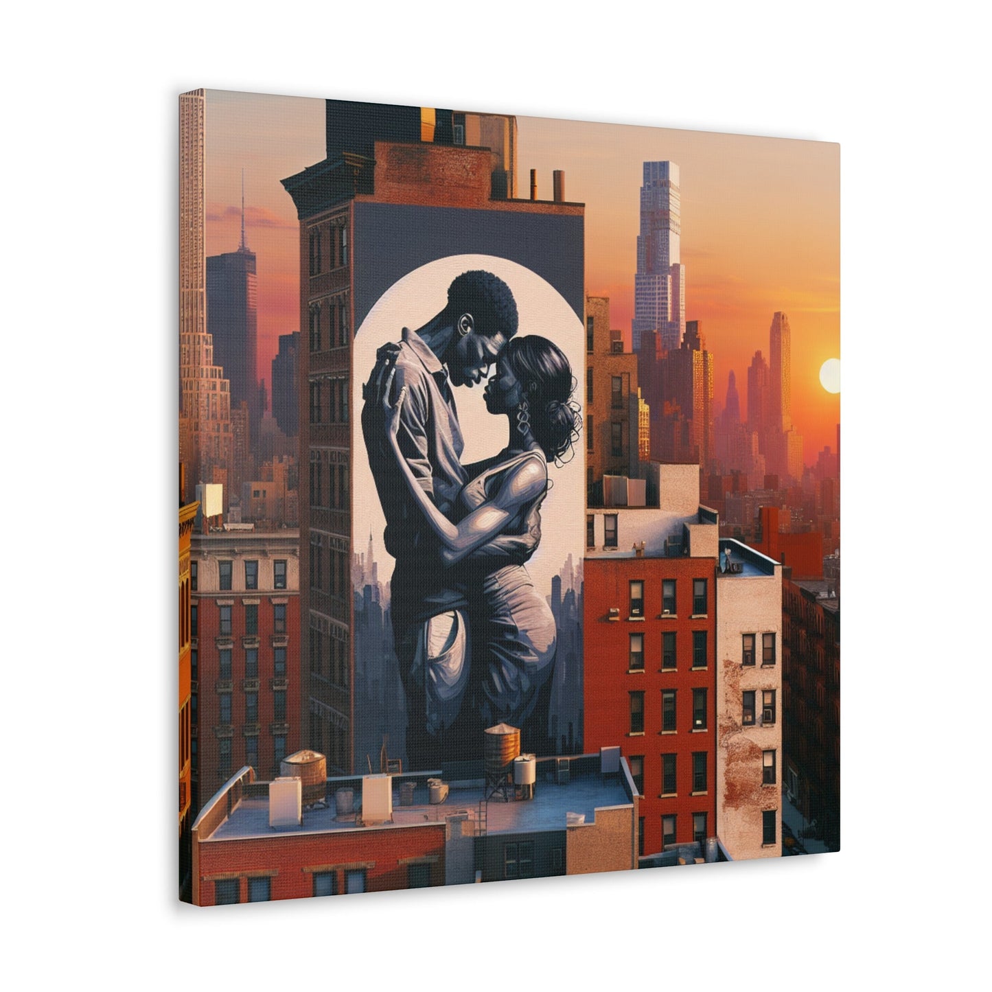 "Urban Embrace: New York City Mural" - Canvas - Authentic4Us