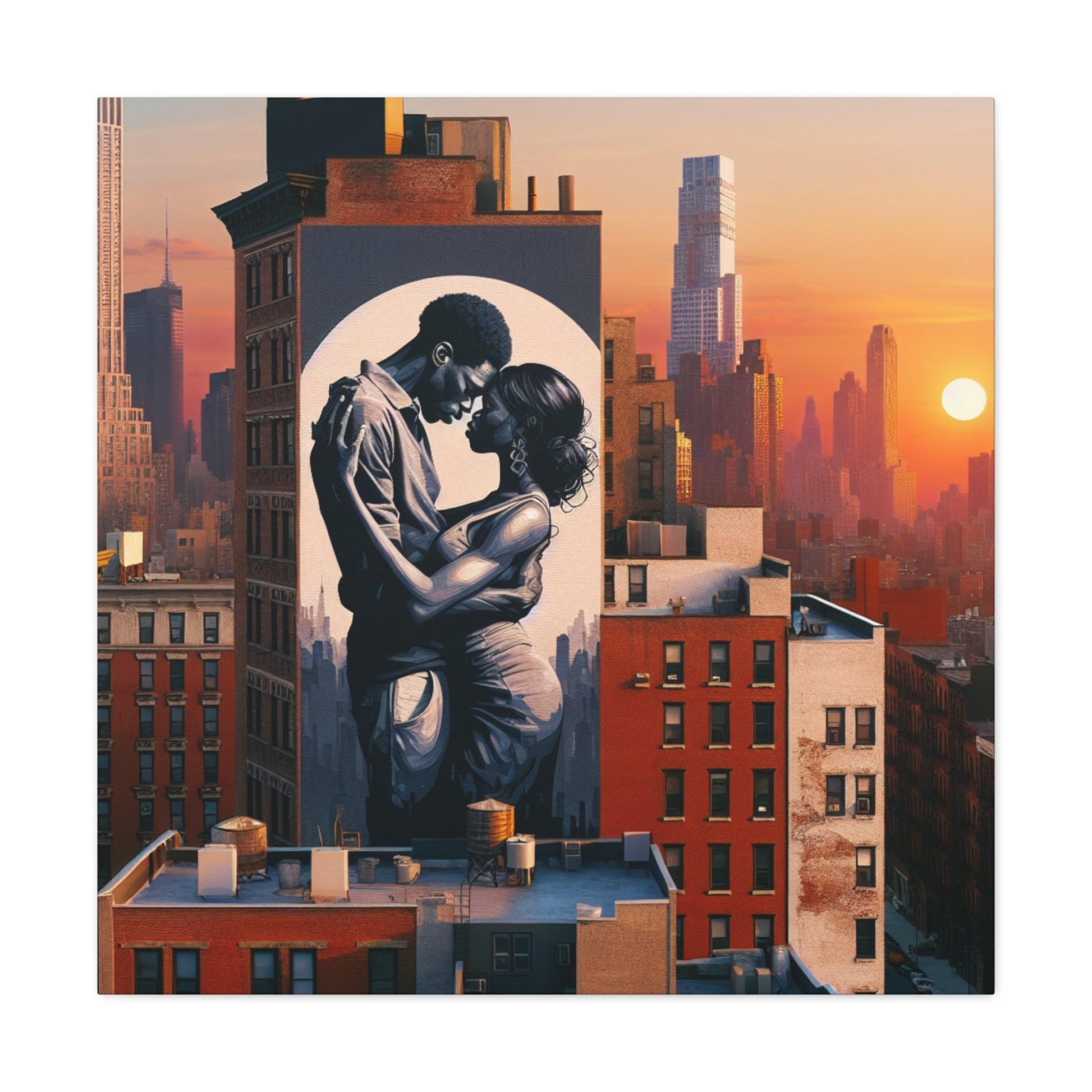 "Urban Embrace: New York City Mural" - Canvas - Authentic4Us