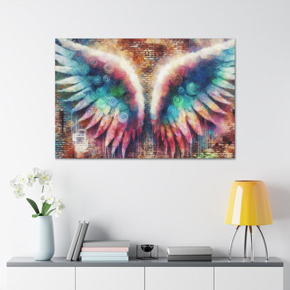 "Urban Flight: Whimsical Angel Wings" - Canvas - Authentic4Us