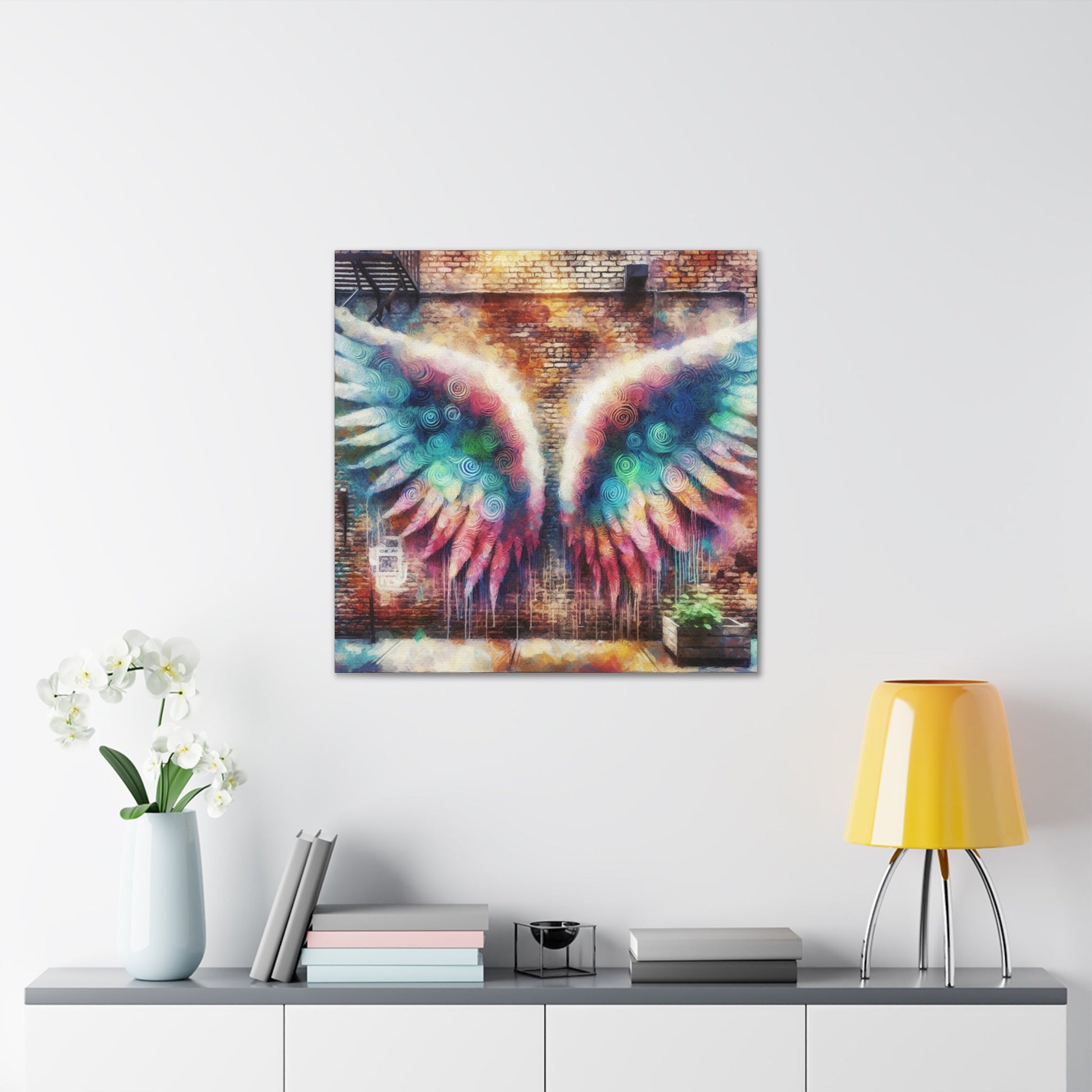 "Urban Flight: Whimsical Angel Wings" - Canvas - Authentic4Us